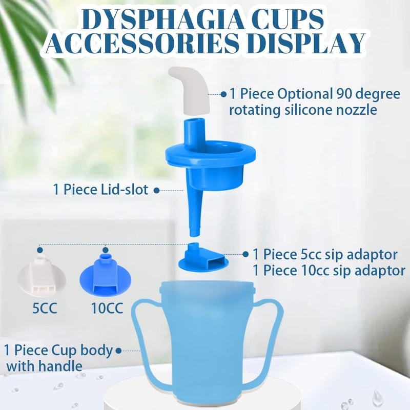 Ehucon dysphagia regulating drinking cup for elderly with difficulty swallowing,with 5cc and 10cc sip cup,assistive devices liquids only,No thickener is Used (Blue-Lid+Body,Pack of 1) - Image 2